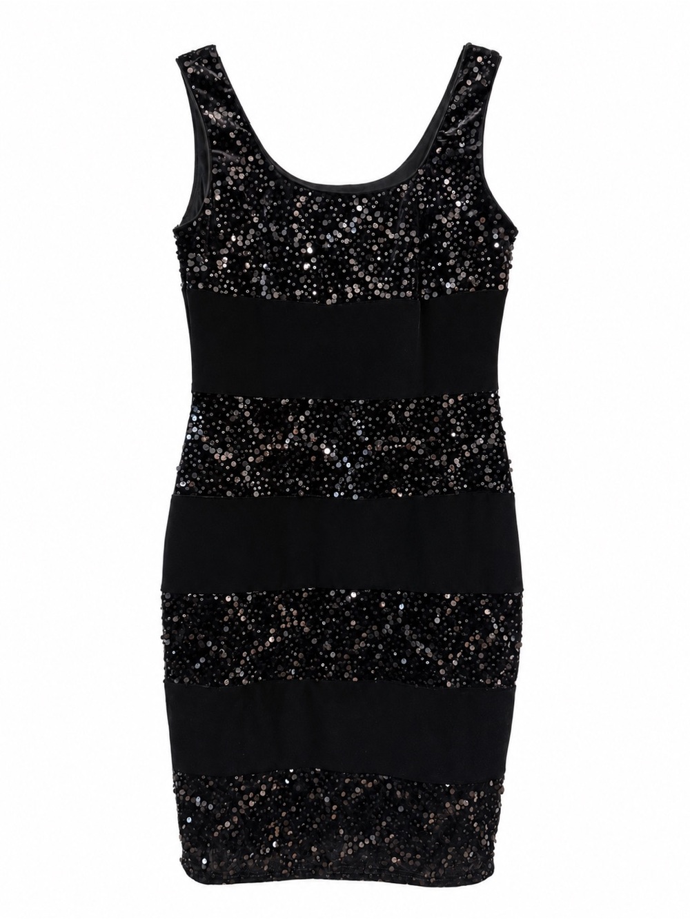 Joseph Ribkoff Black Sequin Stripe Mini Dress - Size 8